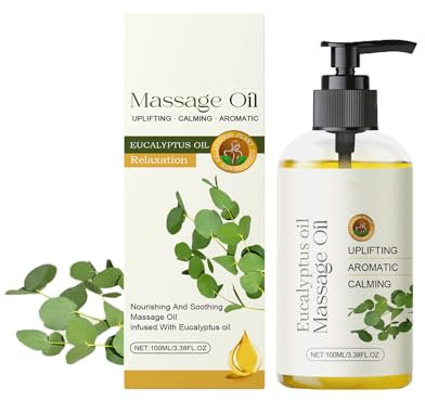 Massageöl Wohltuend Entspannende, Körperöl mit Duft, Natürlicher Pflegeöl-Komplex mit Rosmarin, Zitrone, Eukalyptus, Vanille, Rose, Lavendel mit Vitamin E, für Trockene & Sensible Haut (Eukalyptus)