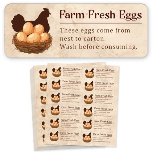 GOMAKERER 180 Stück Bunter Aufkleber Mit Frischen Eiern Auf Einem Hühnerbauernhof Ungewaschene Eierkartonetiketten Selbstklebende PET Eierverpackungsaufkleber Für Kartonbehälter Bedarfsartikel