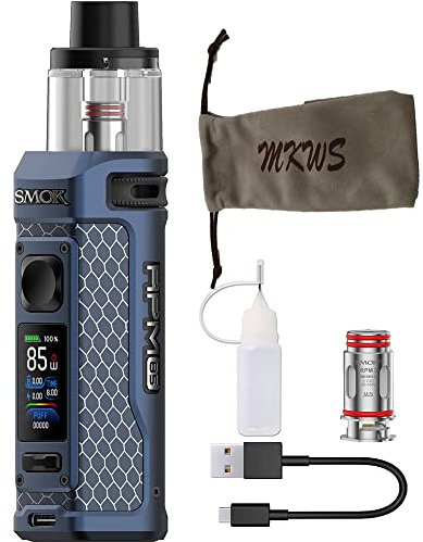 Cigarrillo electrónico, Authentic SMOK 85 W RPM 85, batería de 3000 mAh, vaporizador de 6 ml con pantalla TFT a color de 0,96 pulgadas, sin nicotina ni tabaco (mate Blu01)