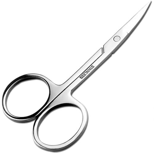 Professional Nail Scissors, Stainless Steel Manicure Scissors, Multi-Purpose Small Eyebrow, Toenail for Women and Men (Curved Nail Scissor)