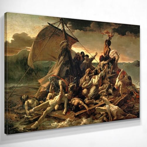 CheQuadro! Das Floß der Medusa Theodore Gericault, großes Bild auf hochwertiger Leinwand, feine Kunst, gerahmt, fertig zum Aufhängen, bsa25-115 x 80 cm