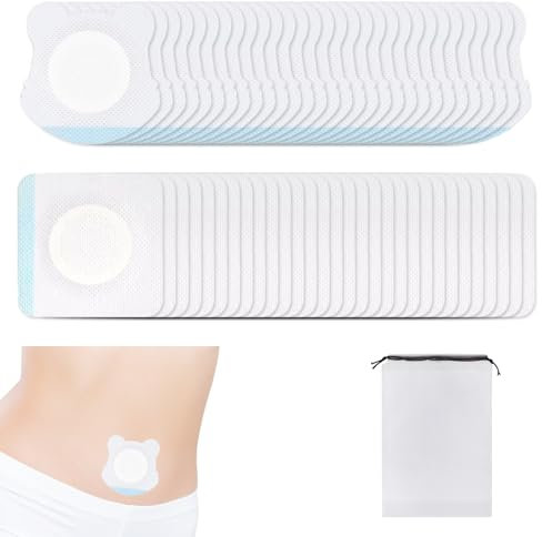 60 Stück Selbstklebend Castor Oil Wrap Rizinusöl Packung Arzneimittelfreies Bauchnabelpflaster Quadratisch und Tigerform Bauchnabel Pflaster mit 1 Aufbewahrungsbeutel Trocken und Hautfreundlich