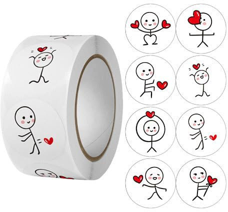 1000 Stk 12 Muster Valentinstag Aufkleber Herz Strichmännchen Liebe Selbstklebend Stickers Herz Aufkleber Selbstklebend Herzform Sticker Etiketten Kinder Hochzeit Deko Liebesaufkleber für Geschenk