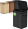 Mihoho 80 Liter große Mülleimer mit Deckel, Mülleimer Abfallkorb aus Bambus, Outdoor Mülleimer/Abfalleimer für Zuhause, Büro, Badezimmer, Küche 40X30X60 CM (Premium Schwarz)
