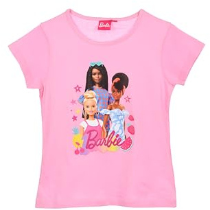 Barbie T-shirt demi-manches pour filles et filles, couleur unie, 100 % coton (IT, âge, 10 ans, fuchsia)