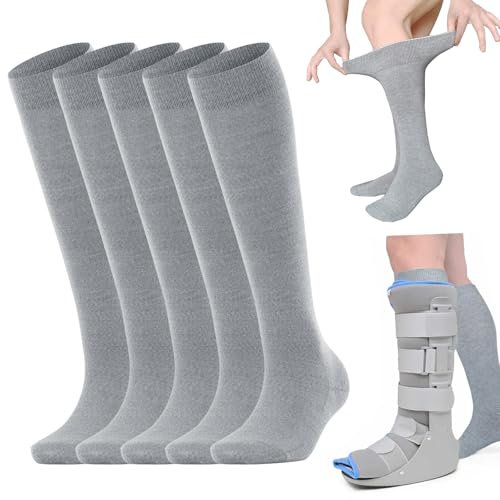 5 Paar Nahtlose Sensorische Socken für Walking Boots - Atmungsaktive Medizinische Schlauchsocken (Gr. 35-42), Orthopädische Ersatzstrümpfe für Air Cam Walker, Frakturstiefel & Postoperative Beinpflege