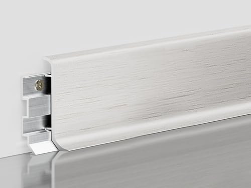 Zócalo Pared Moldura De Piso De Madera De 8x160cm, Moldura De Zócalo De Pared De Aluminio Con Adaptadores De Conexión, Tapa De Extremo Izquierda Y Derecha Para Baño(Style-6,1 Pack)