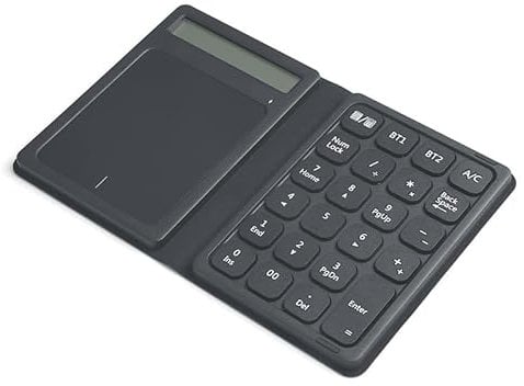 Foldable Bluetooth Keyboard with Touchpad - Ultra Slim, Multi-Device Compatible (Win/Mac/iOS/Android), Built-in Calculator & Number Pad, Long Battery Life