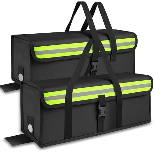 Zilchx Ebike Akkutasche, 2 PCS Feuerfeste Akkutasche bis 2100 °C, 8 Schichten Brandschutzbox, Wasserdicht Explosionssicher Lipo-Sichere Tasche, zum Laden Transportieren Lagern, 51x16x16cm