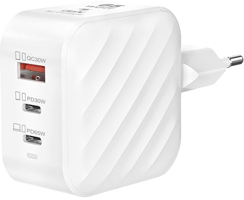 Nabo Schnellladestecker 2x USB C und 1x USB A - USB Schnellladestecker mit QC4+ für schnelles, intelligentes Aufladen