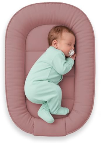 NATILU Babynest 60×90 cm Velvet, verstellbar, tragbar – Babynest für Neugeborene und Säuglinge (MISTY)