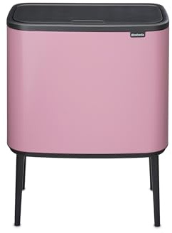 Brabantia Bo Touch Kitchen Bin 23+11L – Dual Compartment | Soft Touch Waste Separation with Inner Buckets | Freestanding Recycling Bin with Adjustable Legs | Lilac Pink