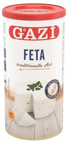 Gazi Feta in Salzlake - 1x 800g Dose - 43% Fett i.Tr. | traditionell hergestellter Feta-Käse | mit authentischem Geschmack | aus 100% griechischer Schafsmilch