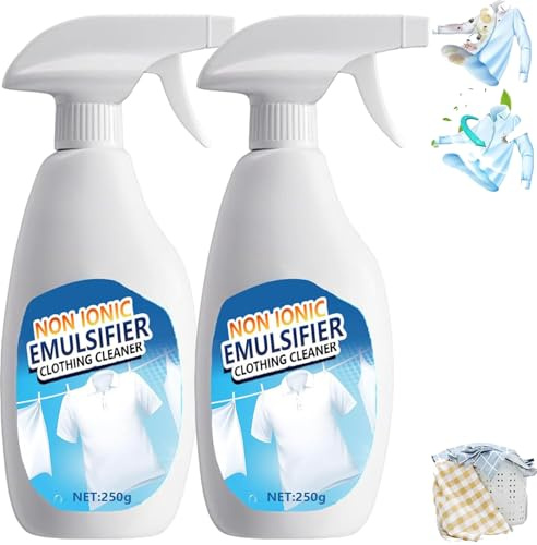 Non Ionic Emulsifier Clothing Cleaner, 10.56oz Laundry Stain Remover Spray, Non-Ionic Laundry Stain Remover Emulsifier, for Clothes Shoes Laundr𝐲 (2pcs)