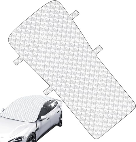 Housse de Voiture Hiver - Couverture Demi-Couverture Coupe-vent pour Pare-Brise et Toit, Couverture Glace Imperméable avec Volets de Sécurité De Portes, Couverture de Voiture D'hiver Facile À Monter