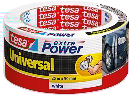 tesa extra Power Universal Duct Tape - Nastro Adesivo a Tenuta Extraforte - Nastro Versatile per Riparare, Fissare, Sigillare e molti altri Usi - Bianco - 1 Rotolo - 25 m x 50 mm