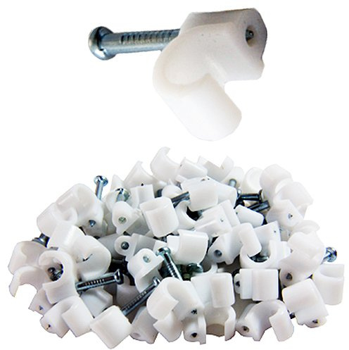 Loops 100x 3-4mm White BT Telephone/Phone Line Round Thin Cable Clips/Cleat - Holder For 2 & 3 Pair Wire – Wall Mount Wood/Nail – Lead
