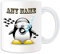 Große Tasse, Taucher-Motiv mit Pinguin, weiß, personalisierbar