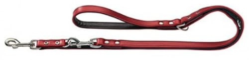 HUNTER Nickel-Plated Split-Leather Basic Training Lead Rope, 13 x 200 cm, Medium, Red/Nappa Black