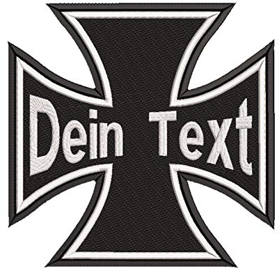 Ausgestickter Aufnäher Balkenkreuz mit Wunschtext ; viele Farben & Größen (25x25cm) - personalisiert