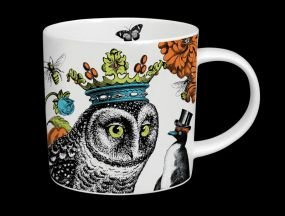 Menagerie Large Hoot White Bone China Mug with Owl - Made in Stoke on Trent, England