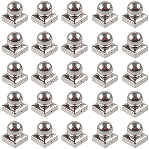 25x Pfostenkappe Edelstahl Pyramide/Kugel (91 x 91 mm Kugel)