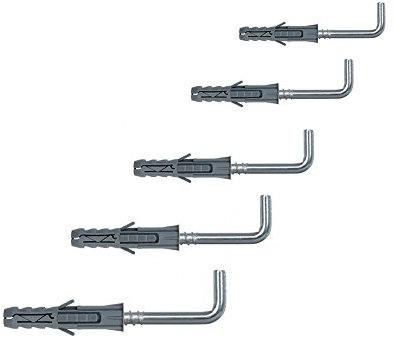 Universaldübel mit Winkelhaken 6 х 30 mm - 200 Stück Spreizdübel aus Polypropylen Dübel