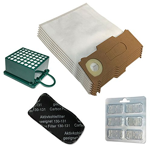 Kit da 6 Sacchetti di Microfibra, 6 Profumini, Filtro Hepa/Epa e Filtro Odori per Aspirapolvere Vorwerk Folletto Kobold Vk 130, 131 Sc, Vk130, Vk131