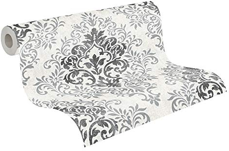 Livingwalls Vliestapete Jette Joop Tapete mit Ornamenten barock 10,05 m x 0,53 m grau metallic schwarz Made in Germany 339241 33924-1
