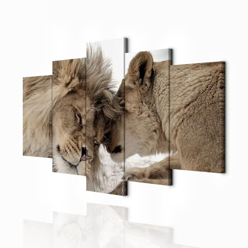 decomonkey Wandbilder Tiere 100x50 cm 5 Teilig Wandbild Groß Wohnzimmer Set | Leinwandbild XXL, Deko, Schlafzimmer, Büro, Wanddeko, Leinwand, Pictures For Wall, Poster, Wall Painting, Natur, Abstrakte