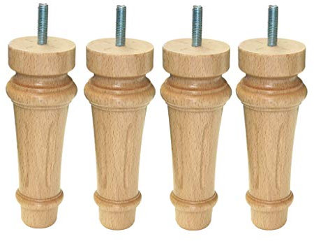 MARGOT 3700527828183 Royal LOUIS XVI Lot de 4 Pieds de lit Bois Vernis naturel Hauteur 15 cm