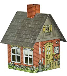 Crottendorfer - Räucherhaus Metall inkl. Räucherkerzenhalter - für Räucherkerzen Gr. M - Maße: 7,2 x 7,8 x 9,8cm - Motiv: Eisenbahn - Made in Germany