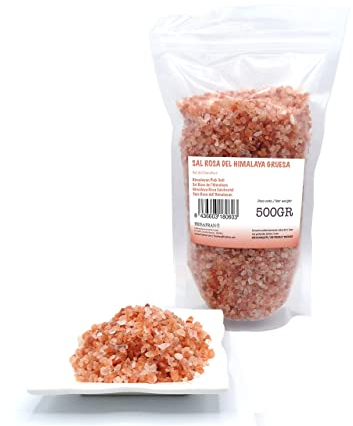 FRISAFRAN | Sel Rose De l'Himalaya Gros 500g | sel grain | 100% naturel et non raffiné | Haute teneur en minéraux | Origine Pakistan | GRAND | sel himalaya | Rose | sel himalaya rose | Pas D'additifs