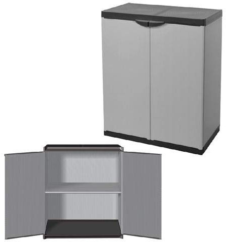 Buyly Armoire Basse 2 Portes pour Intérieur/Extérieur, 68 x 40 x 85 cm
