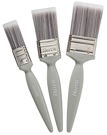Harris Essentials Walls & Ceilings Paint Brushes, 3 Brush Pack, 1, 1.5, 2,Grey