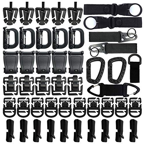ECANGO 48PCS Tactical Gear Clip Set Molle Gurtaufsätze für Tactical Backpack Bag