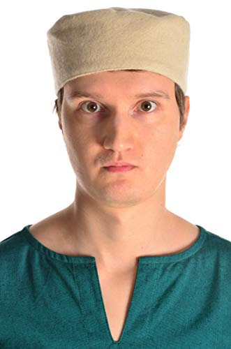 HEMAD Mittelalter Kappe Wollfilz gefüttert Modell: Machorel, Beige XL
