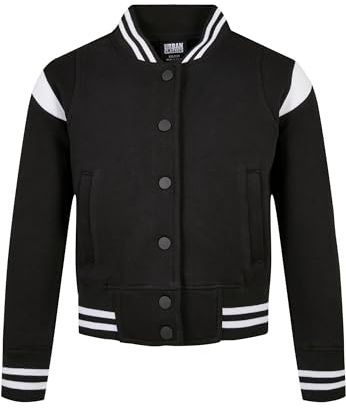Urban Classics Mädchen Jacke Girls Inset College Sweat Jacket black/white 134/140