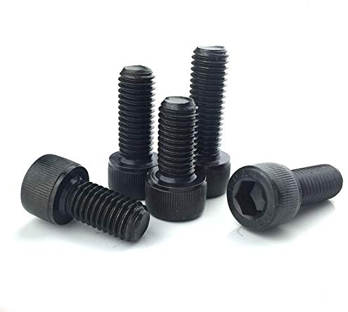 FJiuJin M7 Inbusschrauben Hex Zylinderschraube Schraube Sicherungsmuttern Sechskantschrauben 10-50mm Länge Schwarz (Größe : M7 x 20mm (5Pcs))