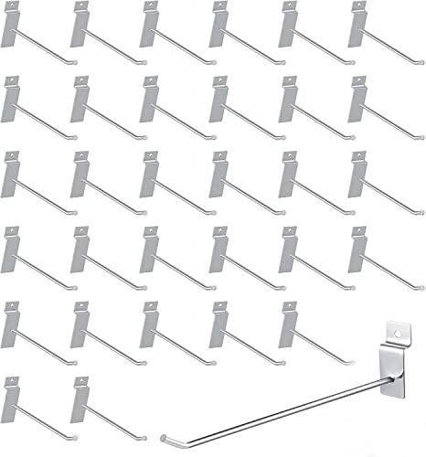 100 Stück Slatwall Haken 30,5 cm Stecktafel-Haken 4,2 mm dick Metall Wandhaken Tragkraft 3 kg robuste Einzelzinken Lamellenwand Display Panel Haken für Garage Geschäft Einzelhandel