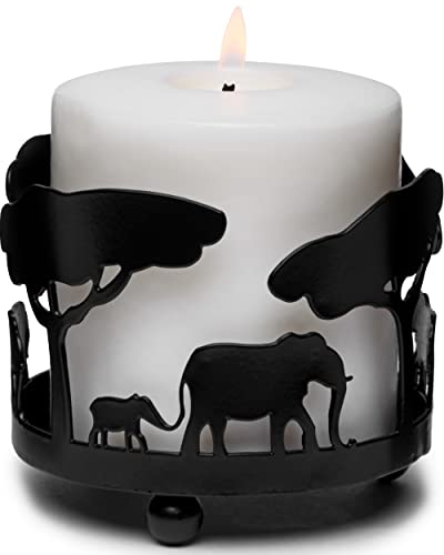 JJ PRIME - Elefanten-Kerzenhalter für Raumdekoration | Safari-Tier-Kerzenhalter für Wohnzimmer | Schwarze Kerzenhalter - Kerzenständer Wohnkultur Zubehör Wohnzimmer (Elefanten-Design)
