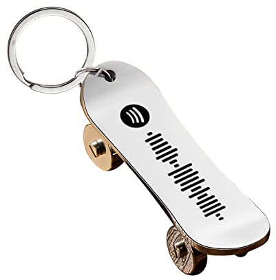 SOUFEEL Personalisierter Skateboard Schlüsselanhänger mit Spotify Code Graviert Scanbar Metall Schlüsselbund Originelles Geschenk für Männer Freund