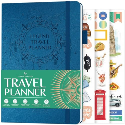 Legend Reiseplaner - Urlaubs-Reise-Organizer für Alleinreisen & Paare - Reisetagebuch für Damen & Herren - Reiseprotokoll mit Ausgaben-Tracker & Packliste - Hardcover (Mystic Blue)