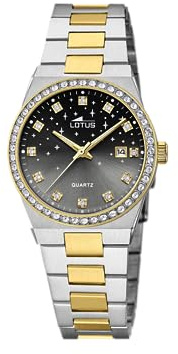 Lotus Damen Uhr Analog aus Edelstahl 316L Multi - Quarzwerk - Mineralglas hochresistent - 10 ATM wasserdicht - Kalender - Special Prices 18886/4