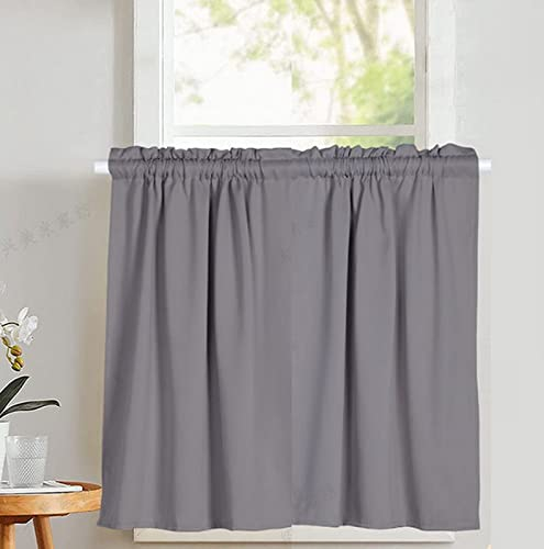 A.Monamour Tenda Corta per Finestra Piccola Tenda Oscurante con Rod Pocket Grigio per Cucina Bistrot e Caffè