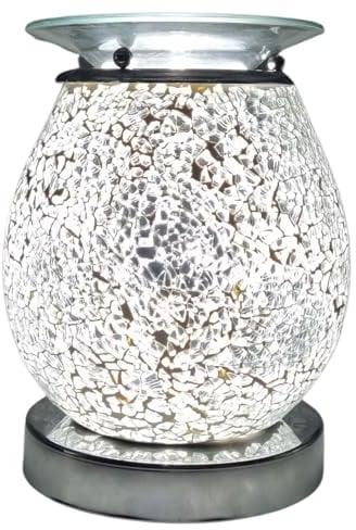 Cello Silver Mosaic Touch Electric Melt Burner - Wax Melt & Oil Burner. New Home Gifts, Home Decor, Room Decor, Bedroom Accessories & Office Accessories. Electric Diffuser With Light Bulb.