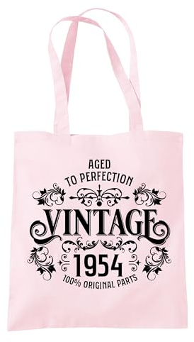 Dead Set Studio 70° compleanno regalo per le donne, vintage 1953 70° compleanno Tote Bag, 70° regalo per lei, borsa shopper riutilizzabile in tessuto di cotone, Rosa pastello, Taglia unica