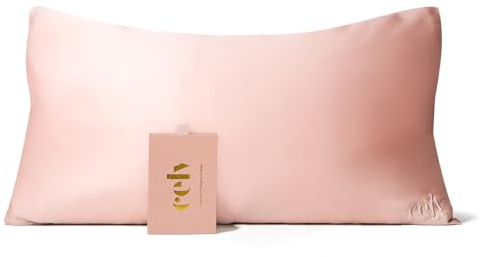 célv Luxus Seide Kopfkissenbezug/Kissenbezug mit verstecktem Zipper/Kissenhülle aus 100% Maulbeerseide / 1 Stück / 22 Momme/Geschenkverpackung MEHRWEG (40 x 80 cm, Rose Gold)