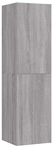 vidaXL Meuble TV Mural, Armoire de Télévision Suspendue, Colonne avec Rangement, Meuble Télé de Salon, Moderne, Sonoma Gris Bois d'Ingénierie