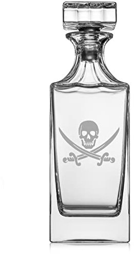 30 oz Glass Whiskey Decanter with Glass Stopper Gift Pirate
